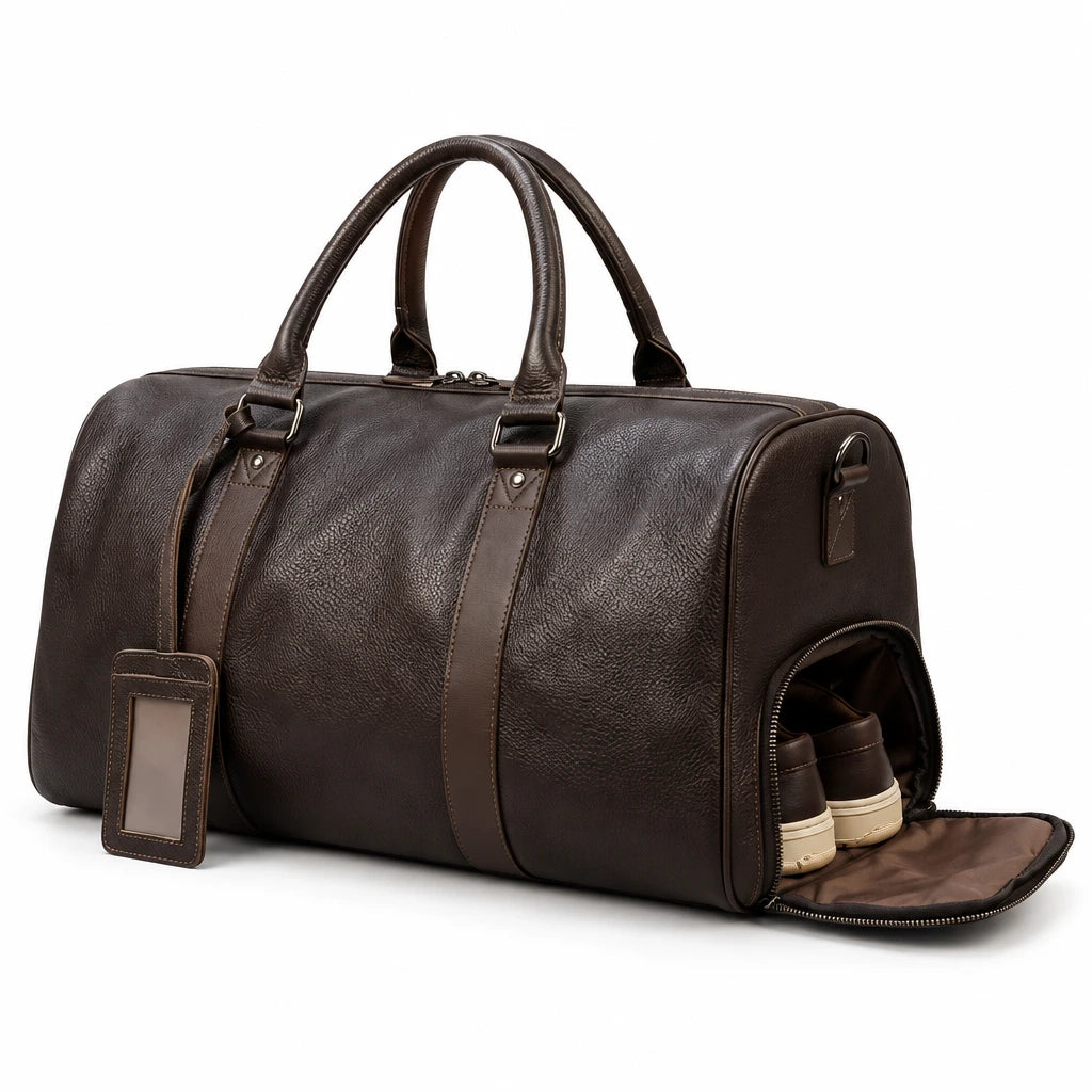 Sac de Voyage en Cuir Véritable | Brun foncé