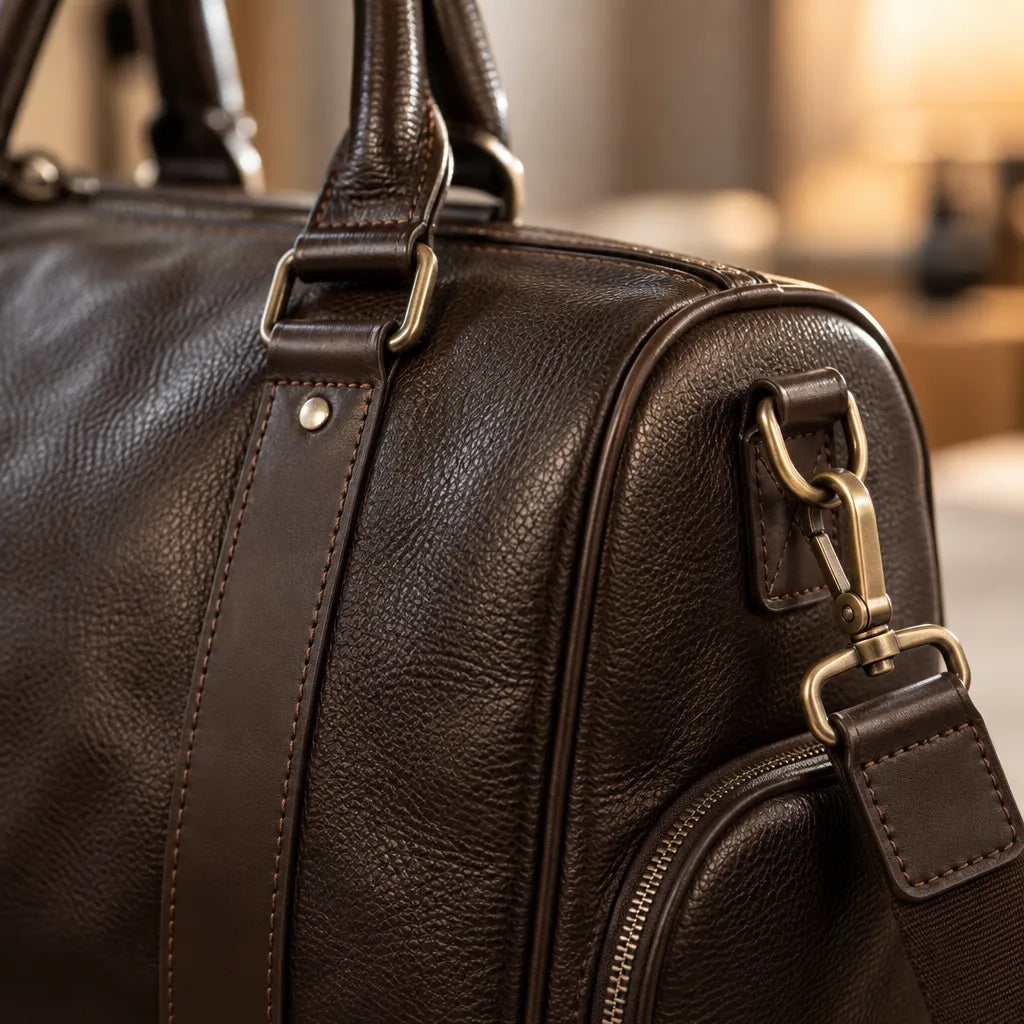 Sac de Voyage en Cuir Véritable | Brun foncé