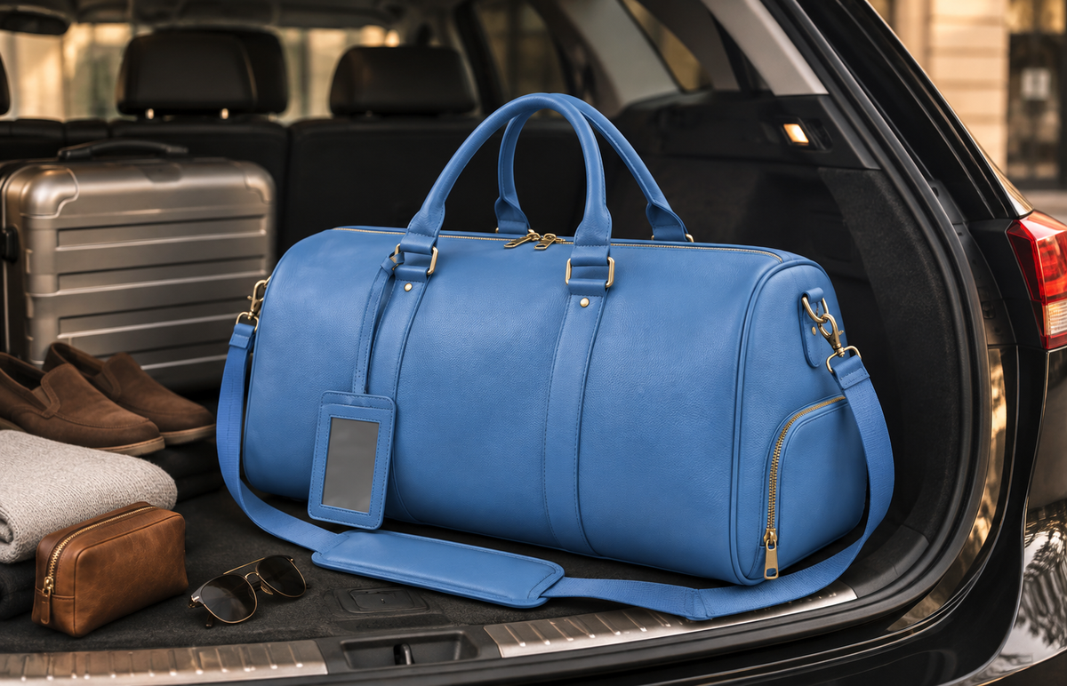 Sac de Voyage en Cuir Véritable | Bleu