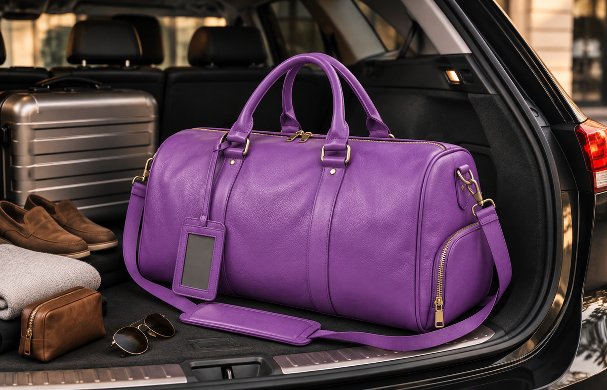 Sac de Voyage en Cuir Véritable | Violet