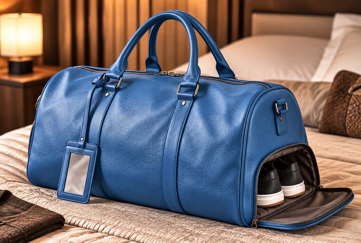 Sac de Voyage en Cuir Véritable | Bleu