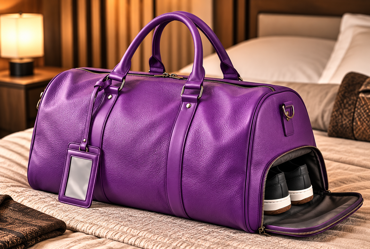Sac de Voyage en Cuir Véritable | Violet