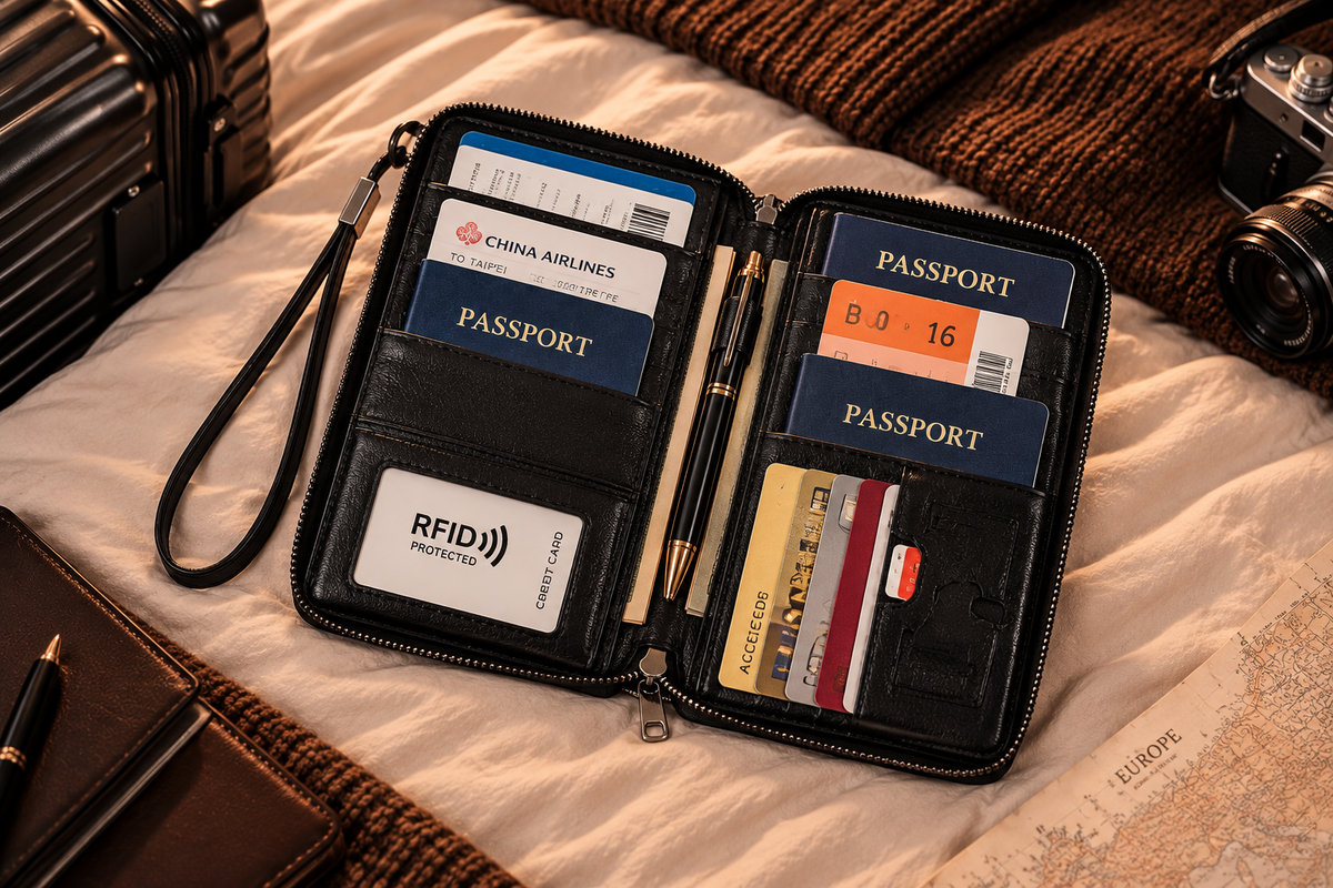 Portefeuille de Voyage en Cuir